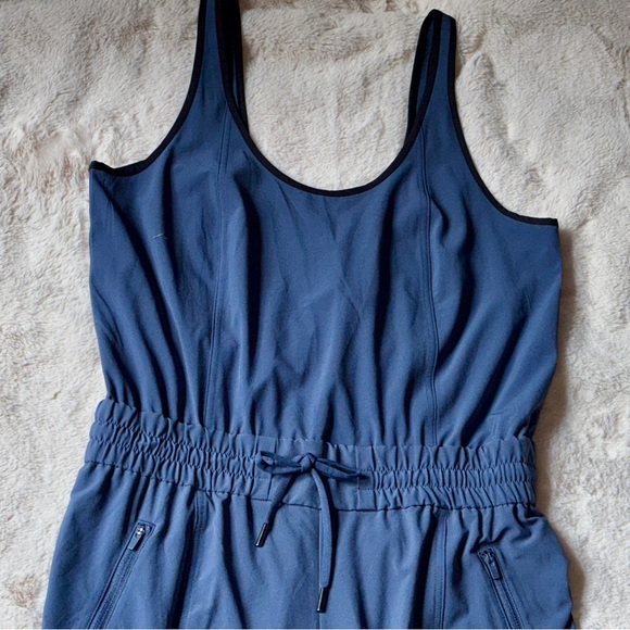 Athleta Unbound Jumpsuit Cargo Blue Relaxed Sleeveless Stretchy Loose 0 2 XS - Picture 7 of 15